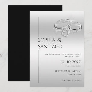 Romantic Decorative Ring Spanish Wedding Reception Invitation