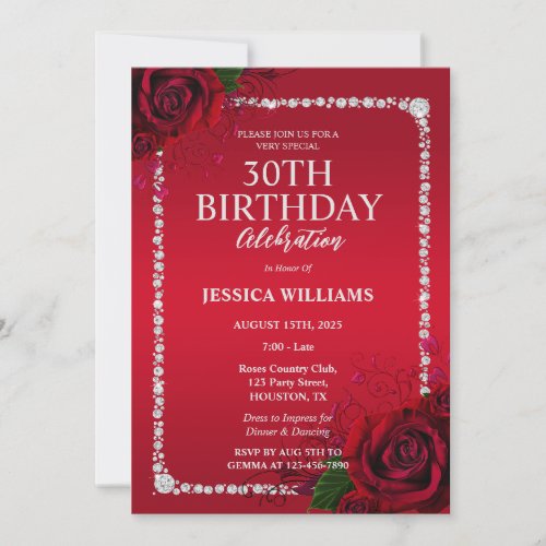 Romantic Decorative Roses Birthday Party Invitation