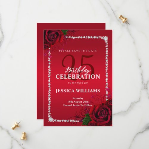 Romantic Decorative Roses Birthday Party Save The Date