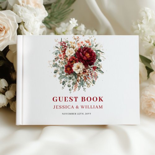 Romantic Deep Red Autumn Wedding Guest Book