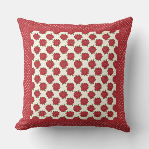 Romantic Deep Red Roses on Ivory Background Throw Pillow