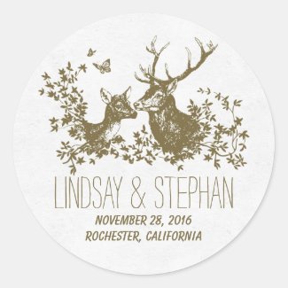 Romantic deer wedding stickers