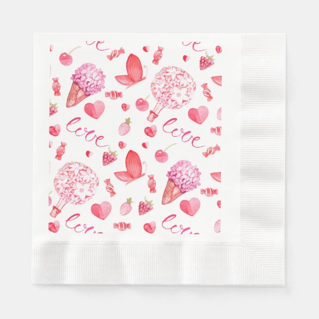 Romantic, delicate and sweet Wrapping Paper  Napkins (Front)