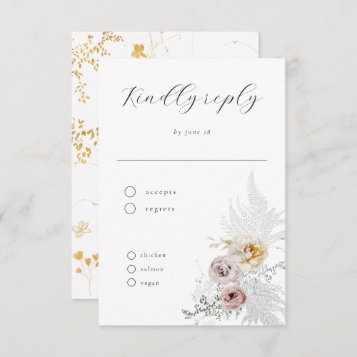 Romantic Delicate Floral Calligraphy Wedding RSVP Card