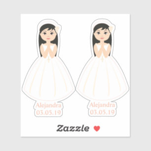 Romantic Design Communion Niña Morena Sticker