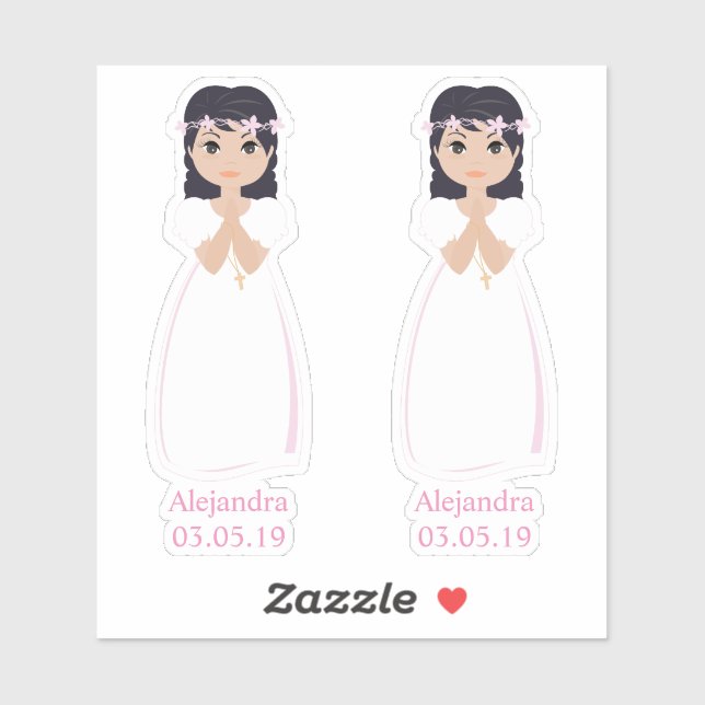 Romantic Design Communion Niña with Orla Rosa Sticker (Sheet)