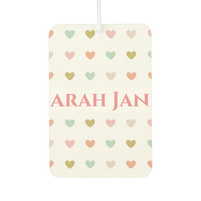 Romantic Design with Hearts & Both Names Air Freshener (Front)