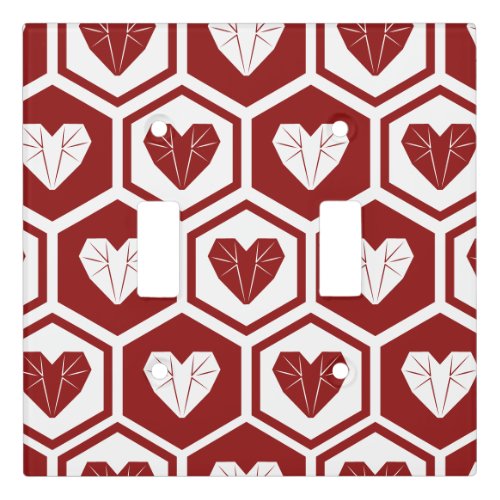 Romantic Diamond Hearts Red White Pattern Light Switch Cover