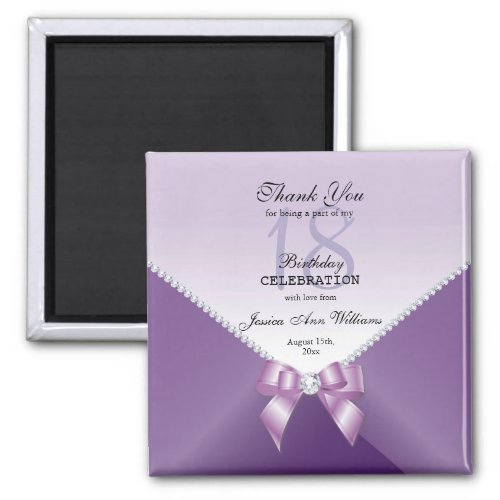 Romantic Diamonds  Bow Birthday Party Magnet