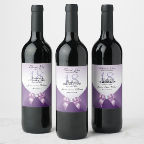 Romantic Diamonds  Bow Birthday Party Wine Label