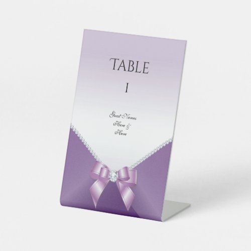 Romantic Diamonds  Bow Birthday Table Number      Pedestal Sign