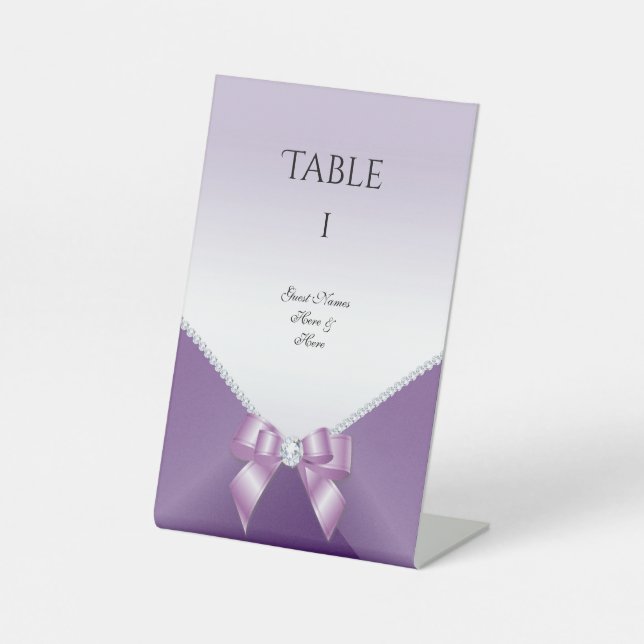 Romantic Diamonds & Bow Birthday Table Number      Pedestal Sign (Front)