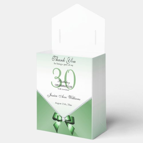 Romantic Diamonds  Emerald Bow 30th Birthday  Favor Boxes
