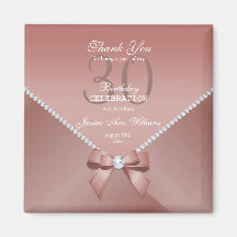 Romantic Diamonds & Pink Bow 30th Birthday Magnet