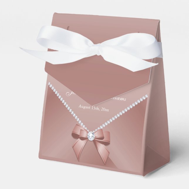 Romantic Diamonds & Rose Gold Bow 30th Birthday  Favor Boxes (Front Side)