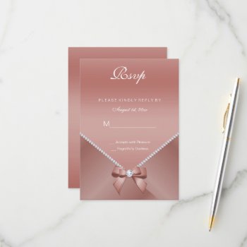 Romantic Diamonds & Rose Gold Bow 30th Birthday   Rsvp Card by shm_graphics at Zazzle