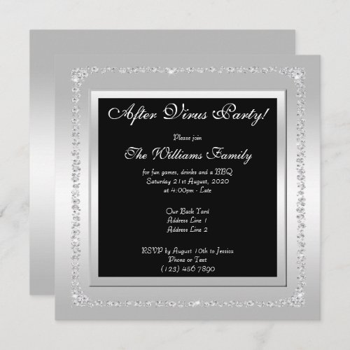 Romantic Diamonds Silver After Virus Party Invitation