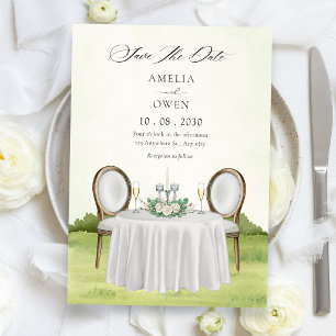 Romantic dining table garden save the date