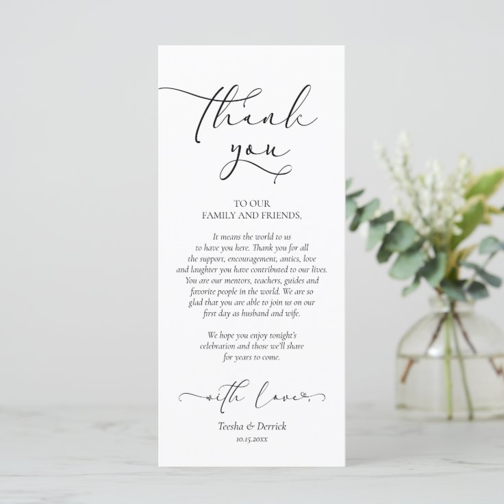 Romantic Dinner Place Setting Thank You Card Zazzle