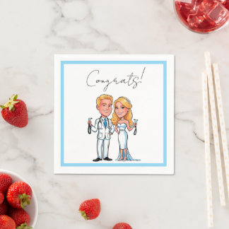 Romantic Doctor Bride and Groom Soft Napkins