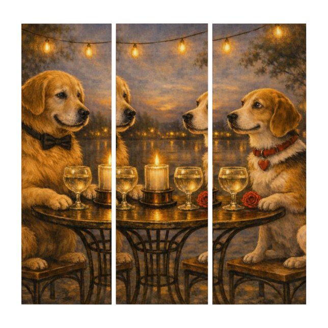 Romantic Dog Evening Triptych –  Sunset Pet Art (Front)