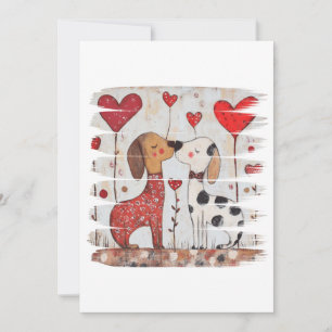 Romantic Dogs with Heart Balloons Invitation