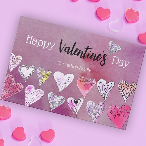 Romantic Doodle Hearts Valentines Paper Placemat