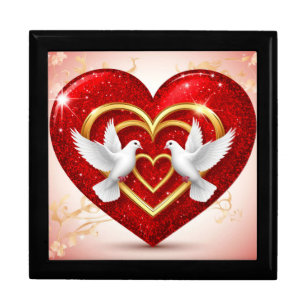 Romantic Doves Heart Love Gift Box