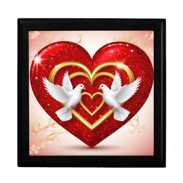 Romantic Doves Heart Love Gift Box (Front)