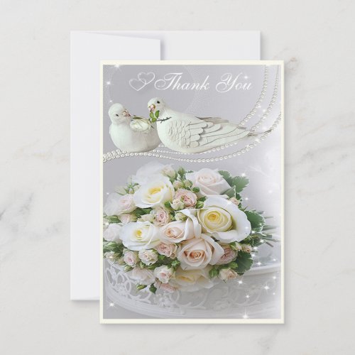 Romantic Doves Sparkles  Roses Thank You Wedding