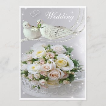 Romantic Doves  Sparkles & Roses Wedding Invitation by AJ_Graphics at Zazzle