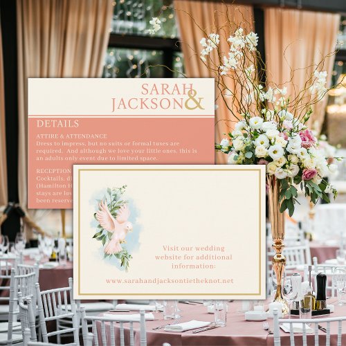 Romantic Doves Wedding Coral Details Enclosure Card