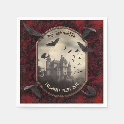 Romantic Draculas Vampire Castle Halloween Party Napkins