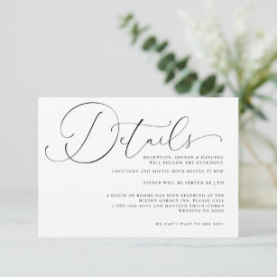 Romantic Drama Calligraphy Wedding Enclosure Card