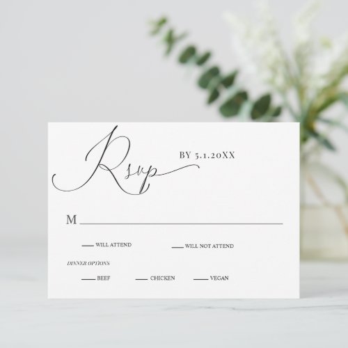 Romantic Drama Calligraphy Wedding RSVP Card