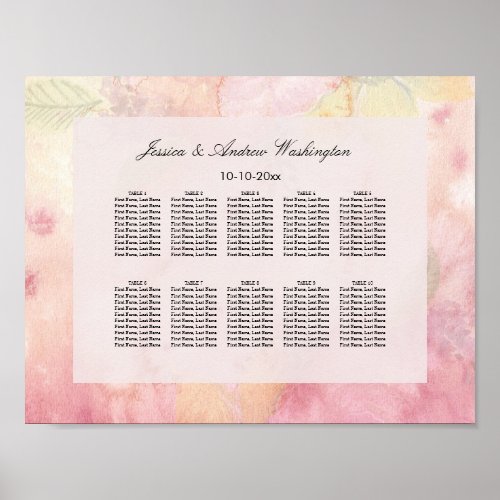 Romantic Dreamy Blossom Wedding Seating Chart