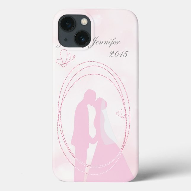 Romantic Dreamy Pink Wedding Couple Case-Mate iPhone Case (Back)