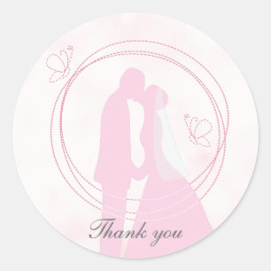 Romantic Dreamy Pink Wedding Couple Classic Round Sticker