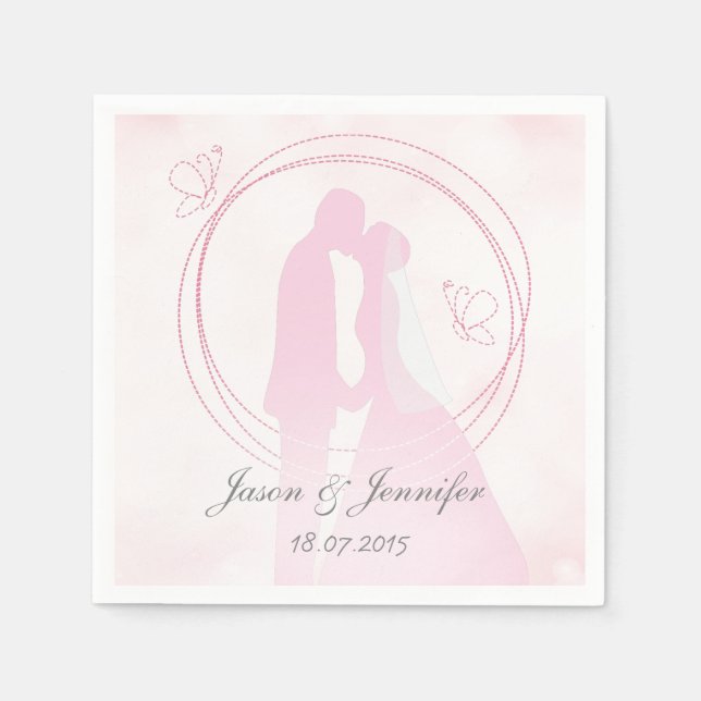 Romantic Dreamy Pink Wedding Couple Napkins (Front)