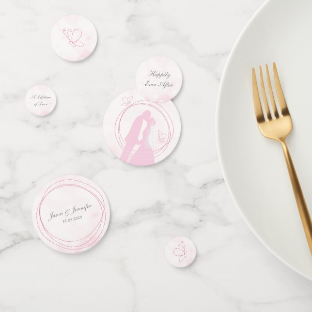 Romantic Dreamy Pink Wedding Couple Table Confetti (Group)