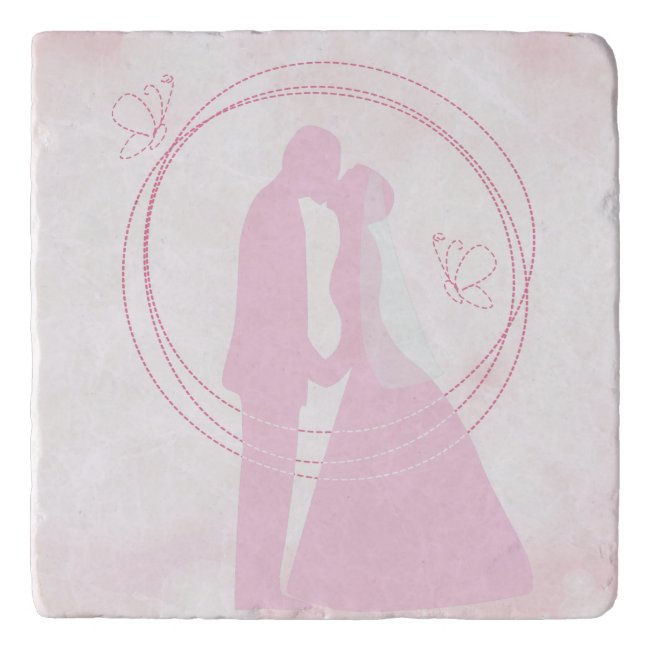 Romantic Dreamy Pink Wedding Couple Trivet