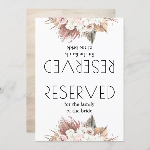 Romantic Dried Palm Leaves Wedding Reserved Sign