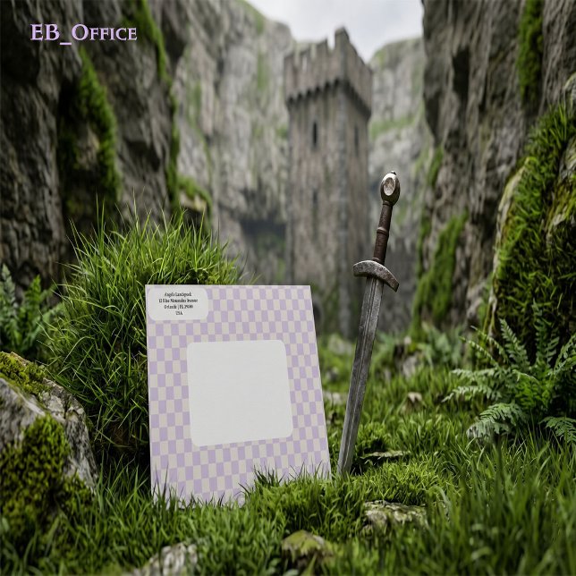 Romantic Duo Purple Checkered  Return Address  Envelope (Love the envelope, but looking for a different hue? Visit EB_Office to explore our full collection.)
