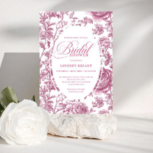 Romantic Dusky Pink Floral Roses Bridal Shower  Invitation