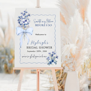 Romantic Dusty Blue Calla Lily Bridal Shower Sign