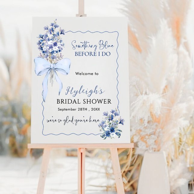 Romantic Dusty Blue Calla Lily Bridal Shower Sign (Creator Uploaded)