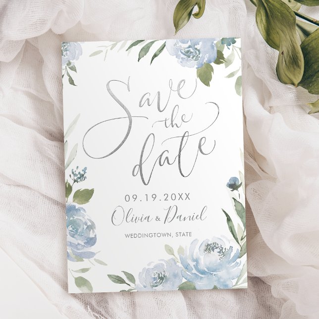 Romantic dusty blue calligraphy save the date (Romantic dusty blue calligraphy save the date)