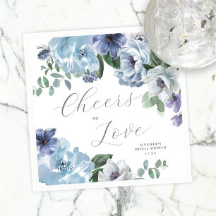 Romantic Dusty Blue Floral Bridal Shower Party Napkins