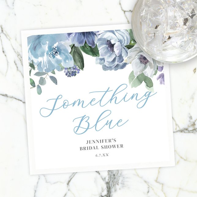 Romantic Dusty Blue Floral Bridal Shower Party Napkins (Creator Uploaded)