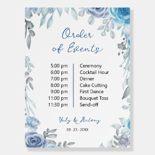 Romantic Dusty Blue Floral Timeline Foam Board